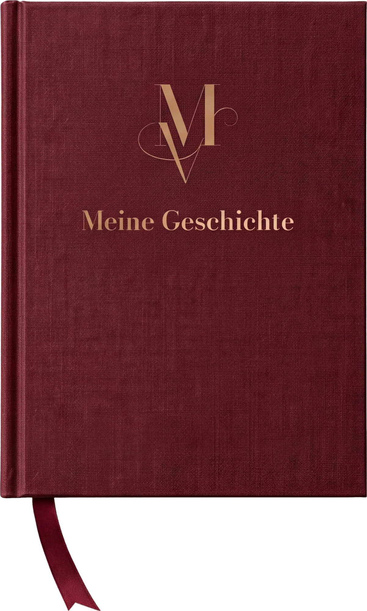Das Lebensbuch „Meine Geschichte“ in burgunderrotem Leinen